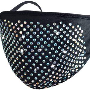 Crystal Rhinestone Mask in Blue Silver Stud